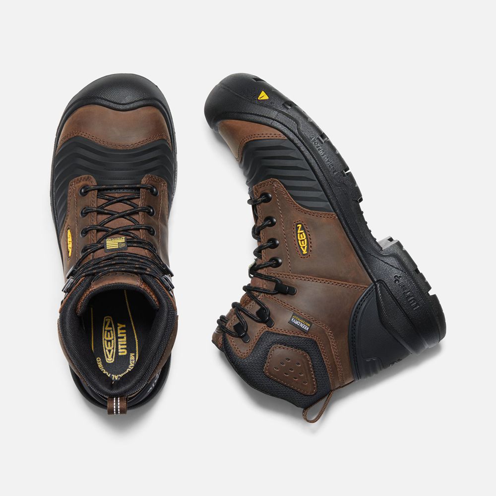 Botte de Travail Keen Homme Marron/Noir | Portland 6\" Waterproof (Carbon-Fiber Toe) | ZXCUN-7364